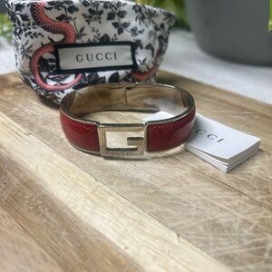 Gucci Red and Silver Bracelet